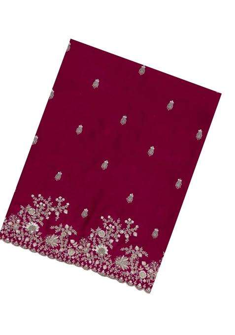 Magenta Woven Synthetic Blended Art Silk Saree With Embroidered Motifs For Women