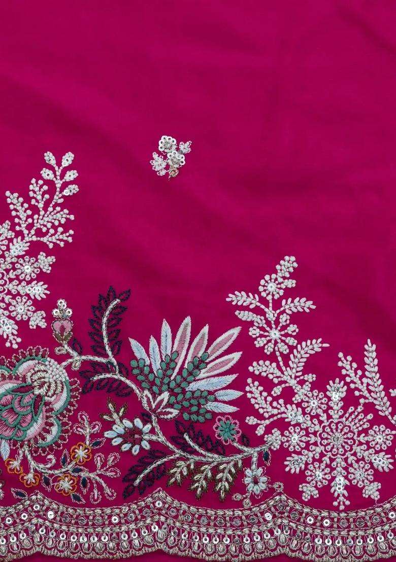 Pink Woven Synthetic Blended Art Silk Saree With Embroidered Motifs For Women - Indya
