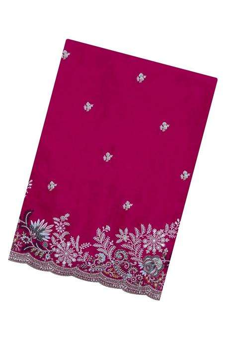Pink Woven Synthetic Blended Art Silk Saree With Embroidered Motifs For Women