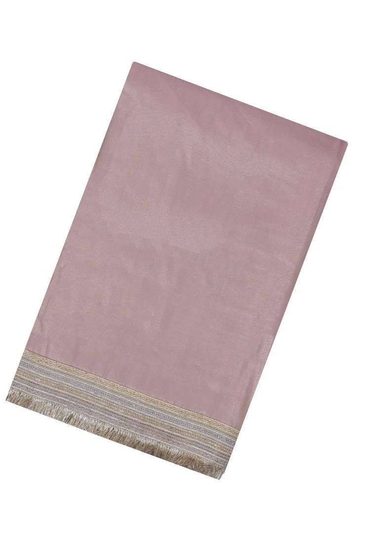 Baby Pink Woven Synthetic Blended Tissue Saree With Embroidered Border For Women - Indya