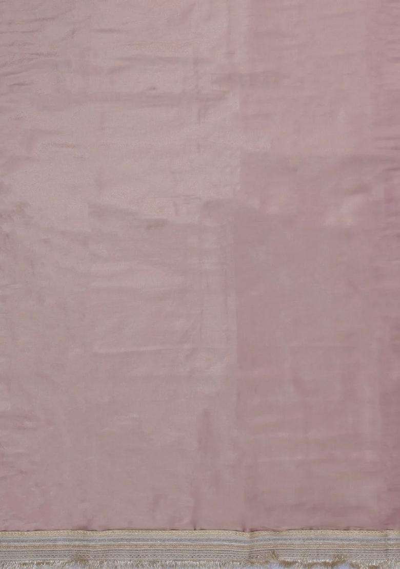 Baby Pink Woven Synthetic Blended Tissue Saree With Embroidered Border For Women - Indya