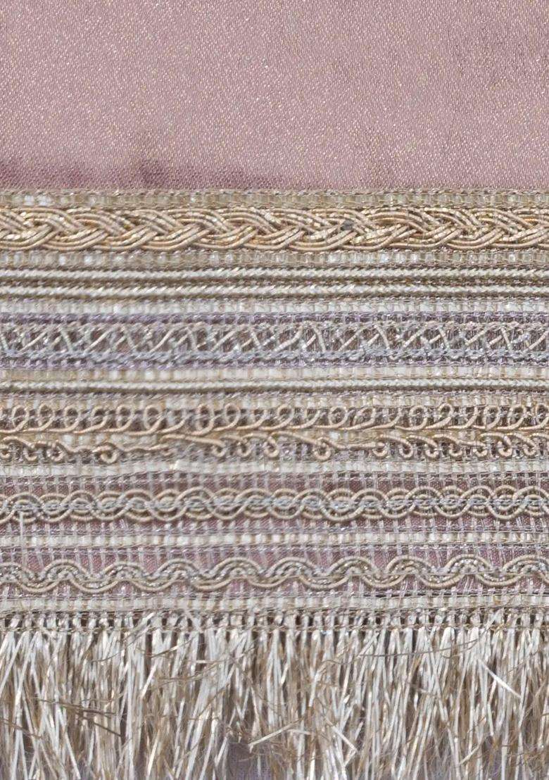 Baby Pink Woven Synthetic Blended Tissue Saree With Embroidered Border For Women - Indya