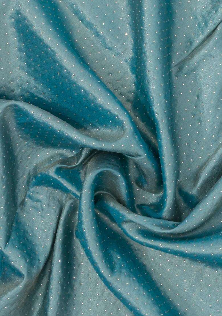 Cyan Woven Synthetic Blended Tissue Saree With Embroidered Border For Women - Indya