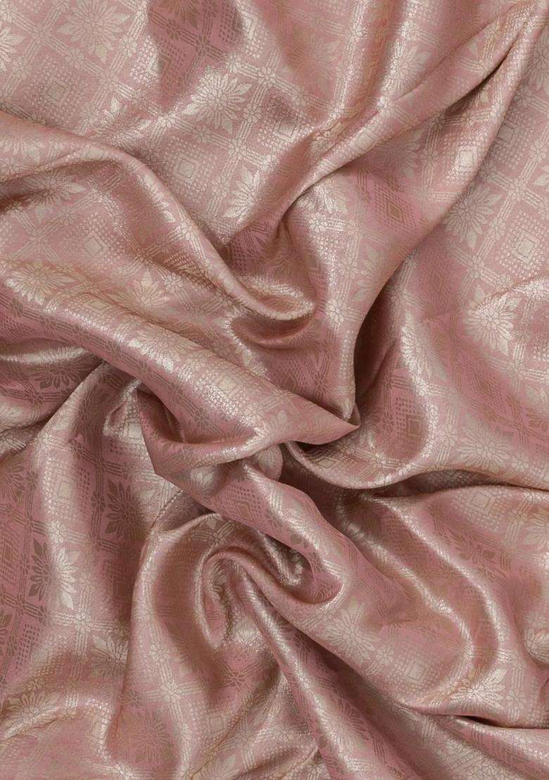 Baby Pink Woven Synthetic Blended Art Silk Saree With Embroidered Border For Women - Indya