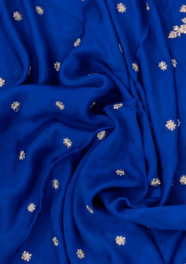 Blue Woven Synthetic Blended Art Silk Saree With Embroidered Motifs For Women - Indya