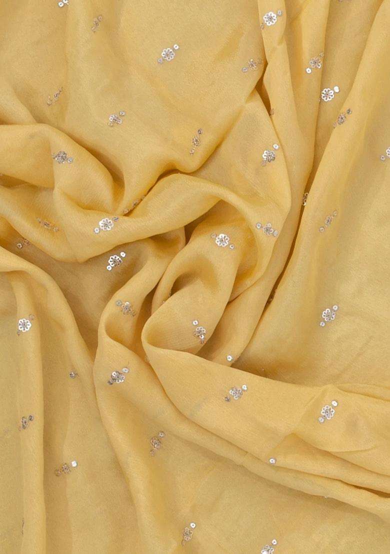 Yellow Woven Synthetic Blended Art Silk Saree With Embroidered Motifs For Women - Indya