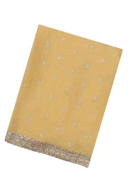 Yellow Woven Synthetic Blended Art Silk Saree With Embroidered Motifs For Women