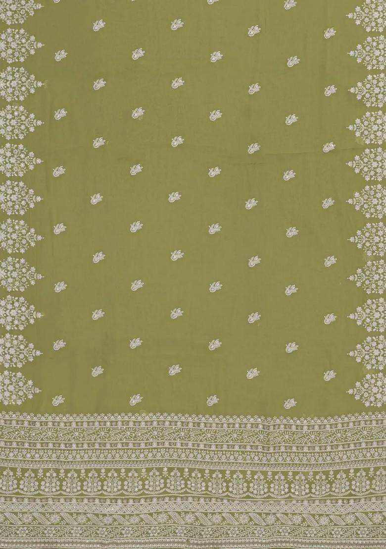 Green Woven Synthetic Blended Art Silk Saree With Embroidered Motifs For Women - Indya