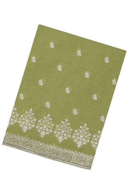 Green Woven Synthetic Blended Art Silk Saree With Embroidered Motifs For Women