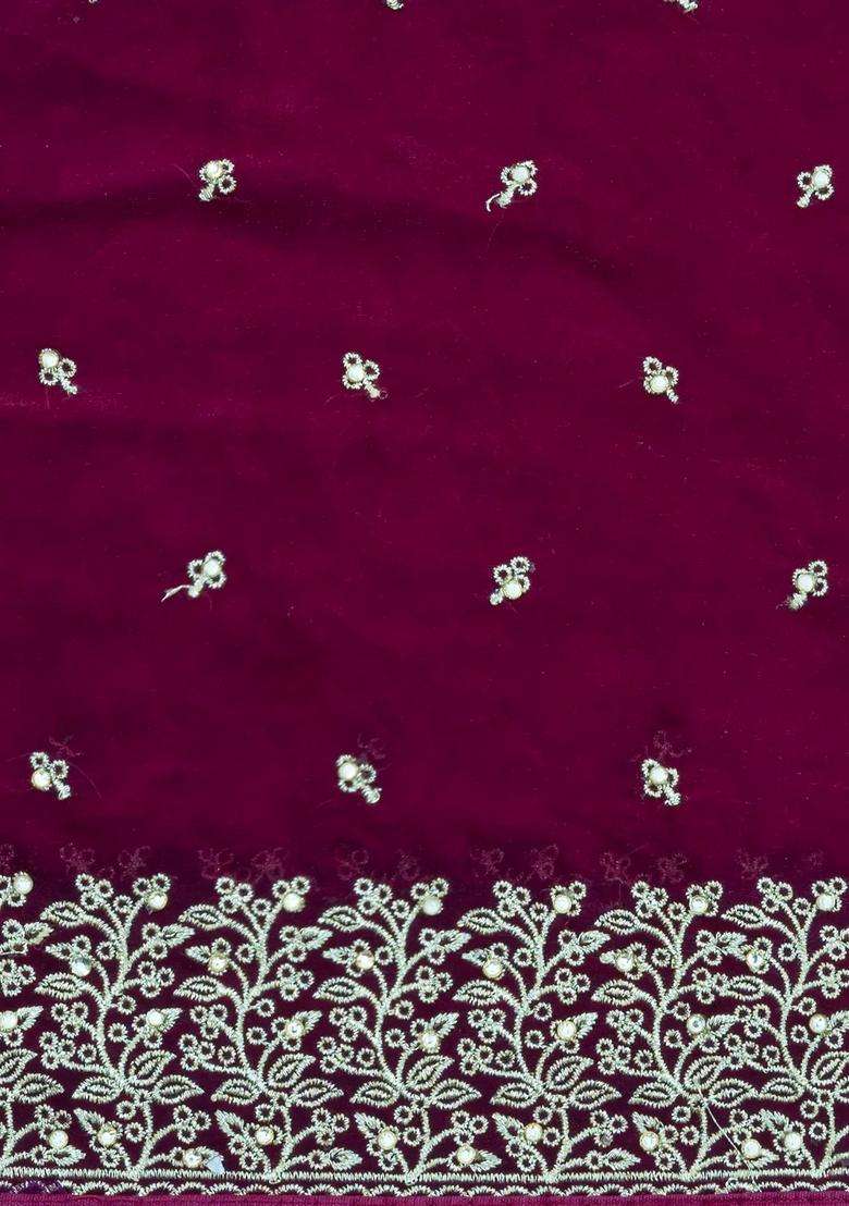 Burgundy Woven Synthetic Blended Tissue Saree With Embroidered Motifs For Women - Indya