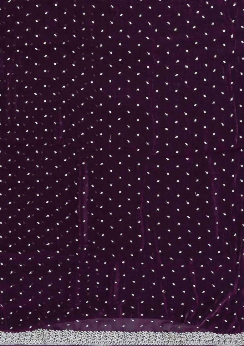 Dark Purple Woven Synthetic Blended Tissue Saree With Embroidered Motifs For Women - Indya