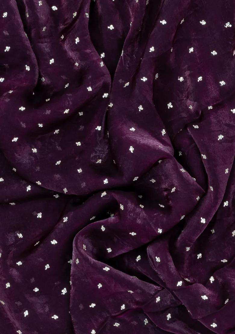 Dark Purple Woven Synthetic Blended Tissue Saree With Embroidered Motifs For Women - Indya