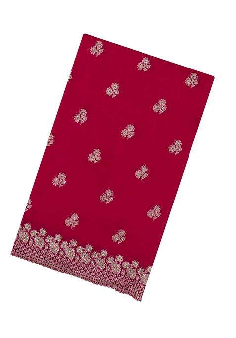 Red Woven Synthetic Blended Art Silk Saree With Embroidered Motifs For Women