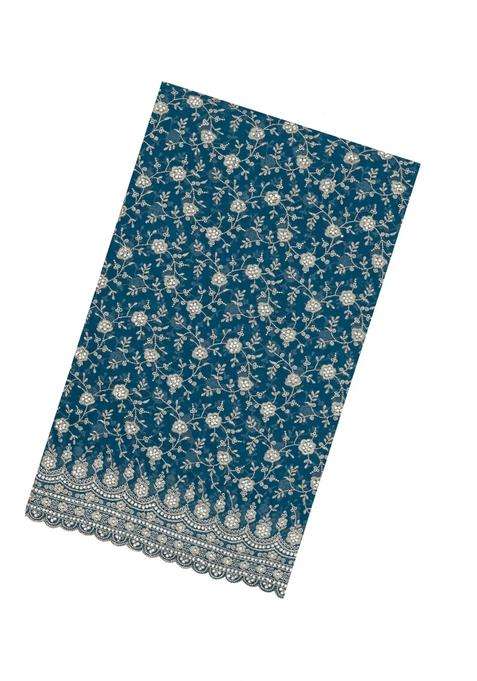 Blue Woven Synthetic Blended Art Silk Saree With Embroidered Motifs For Women