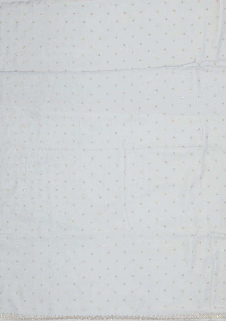 White Woven Synthetic Blended Art Silk Saree With Embroidered Motifs For Women - Indya