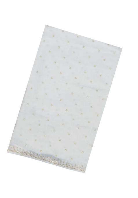 White Woven Synthetic Blended Art Silk Saree With Embroidered Motifs For Women
