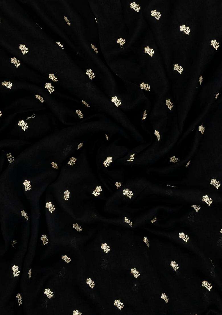 Black Woven Synthetic Blended Art Silk Saree With Embroidered Motifs For Women - Indya
