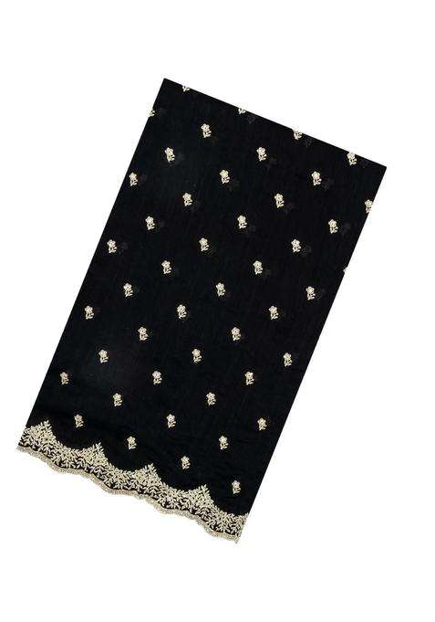 Black Woven Synthetic Blended Art Silk Saree With Embroidered Motifs For Women
