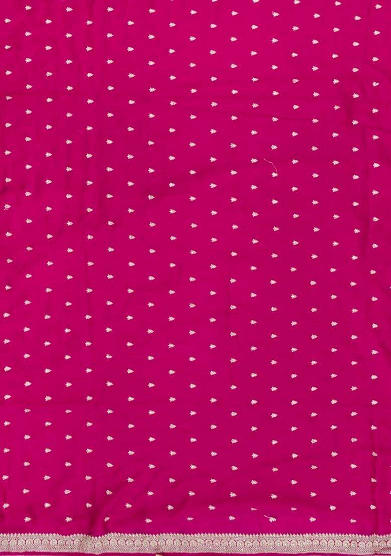 Hot Pink Woven Synthetic Blended Art Silk Saree With Embroidered Motifs For Women - Indya