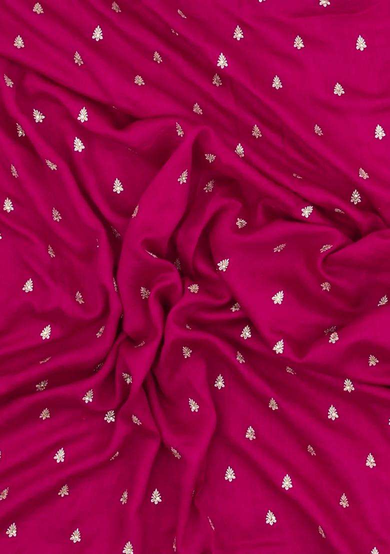 Hot Pink Woven Synthetic Blended Art Silk Saree With Embroidered Motifs For Women - Indya