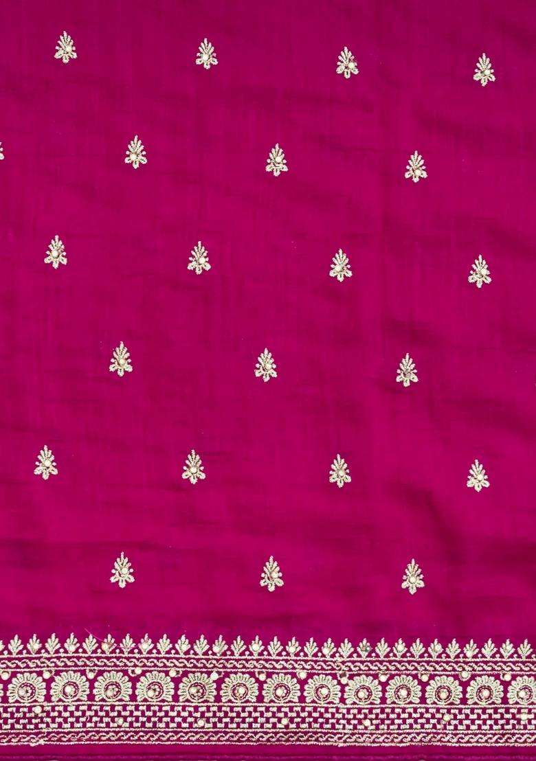 Hot Pink Woven Synthetic Blended Art Silk Saree With Embroidered Motifs For Women - Indya