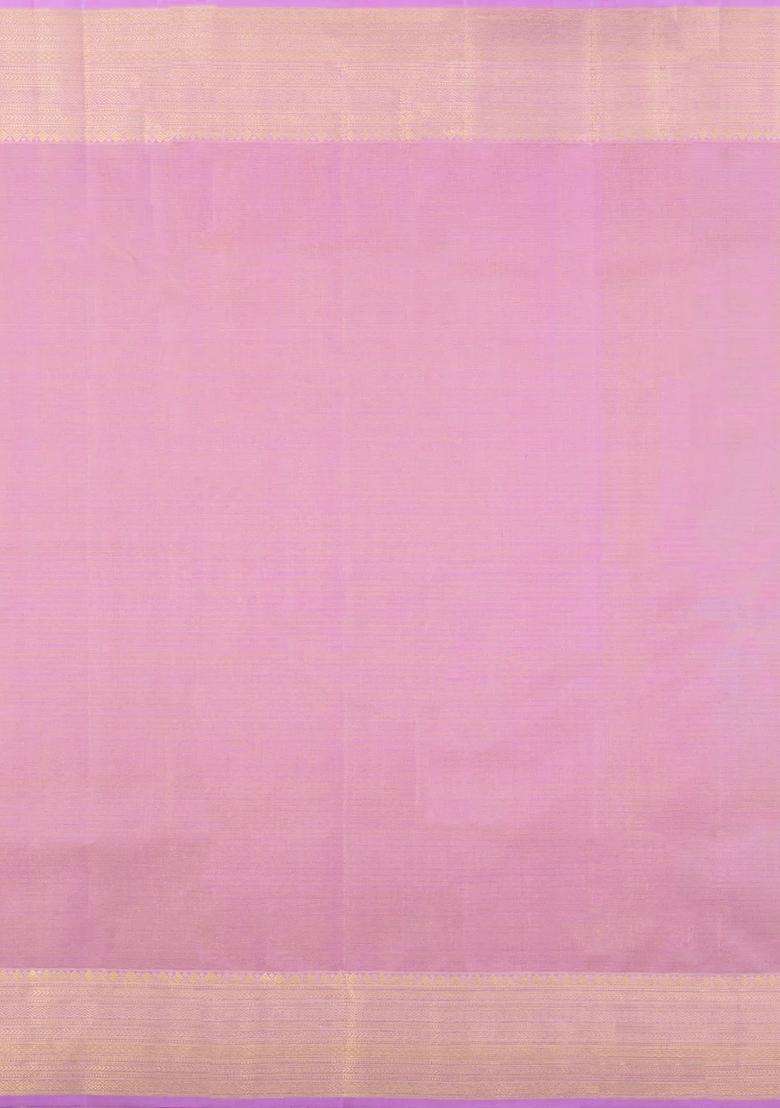 Sandal Handloom Kanchipuram Silk Saree With Meena Floral Motifs With Buttas And Brocade Design For Women - Indya