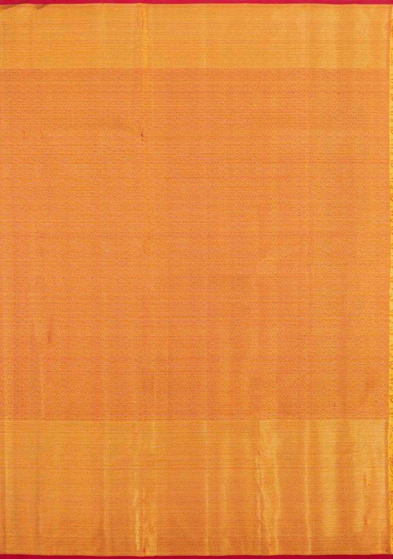 Crimson Handloom Tissue Kanchipuram Silk Saree With Meena Floral Motifs With Buttas And Brocade Design For Women - Indya