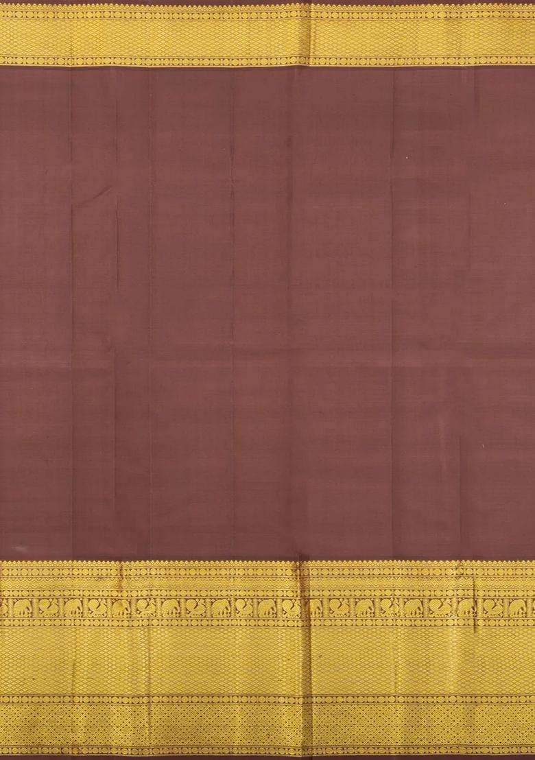 Light Green Handloom Korvai Kanchipuram Silk Saree With Contrast Border With Korvai And Temple Border Design For Women - Indya