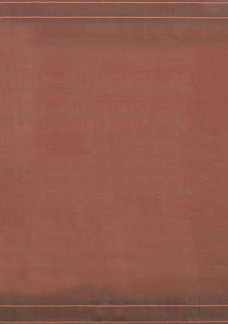 Orange Handloom Kanchipuram Silk Saree With Square Buttas With Buttas And Brocade Design For Women - Indya