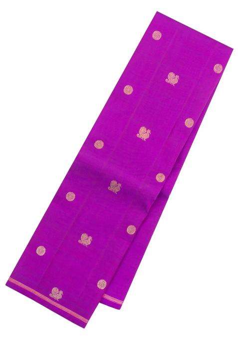 Purple Handloom Kanchipuram Silk Saree With Buttas With Buttas And Brocade Design For Women