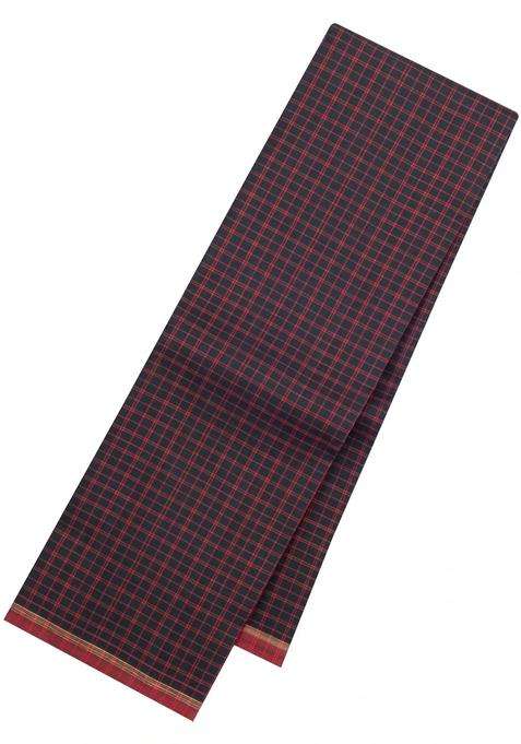 Black Handloom Kanchipuram Silk Saree With Silk Checks With Checks And Stripes Design For Women