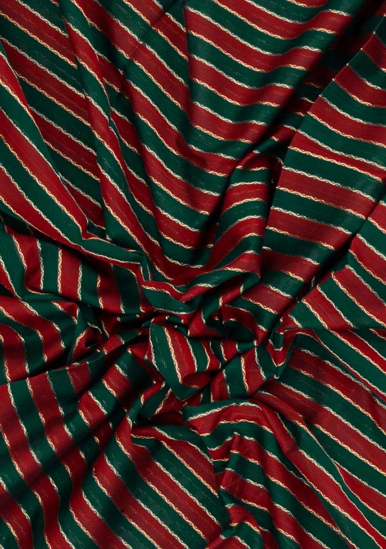 Bottle Green Maroon Handloom Soft Silk Cotton Saree With Veldhari Stripes With Checks And Stripes Design For Women - Indya