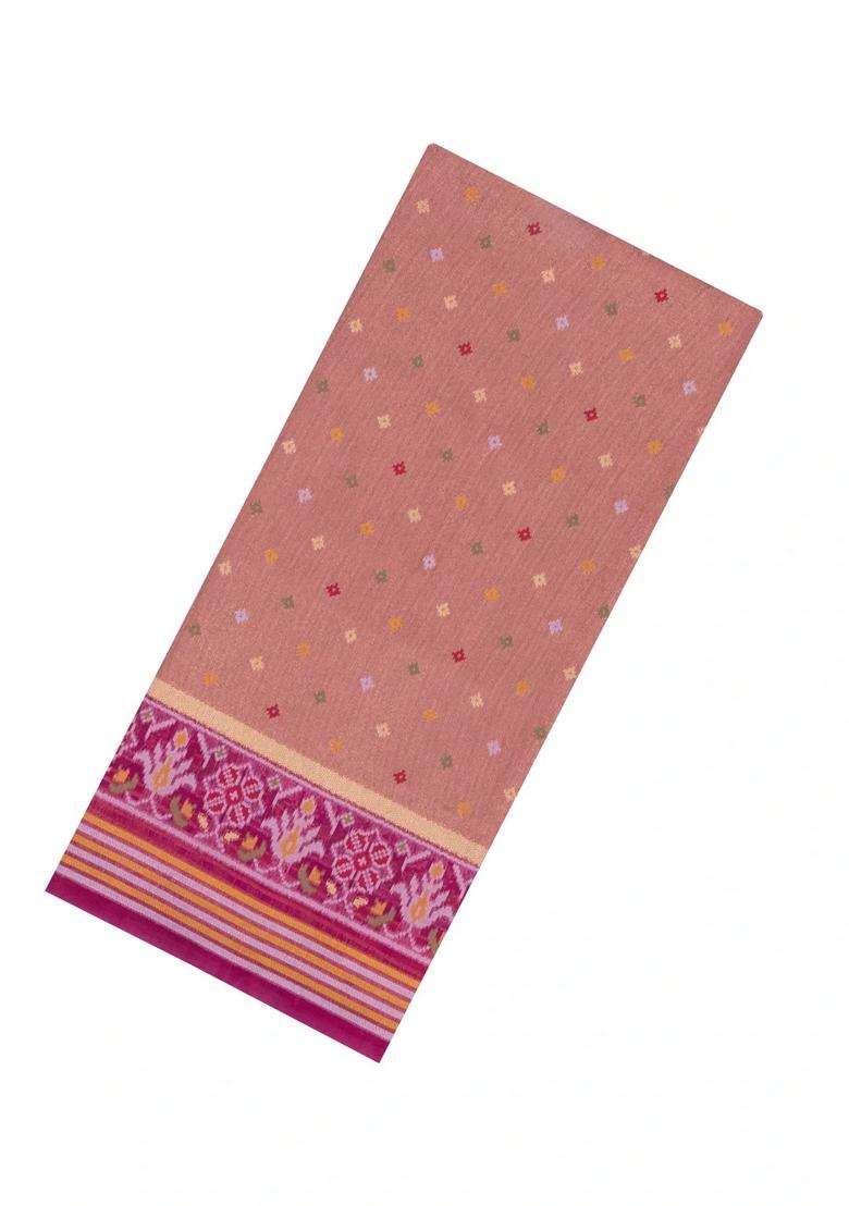 Magenta Woven Art Dupion Art Silk Saree With Tie Dye Motifs With Buttas And Brocade Design For Women - Indya