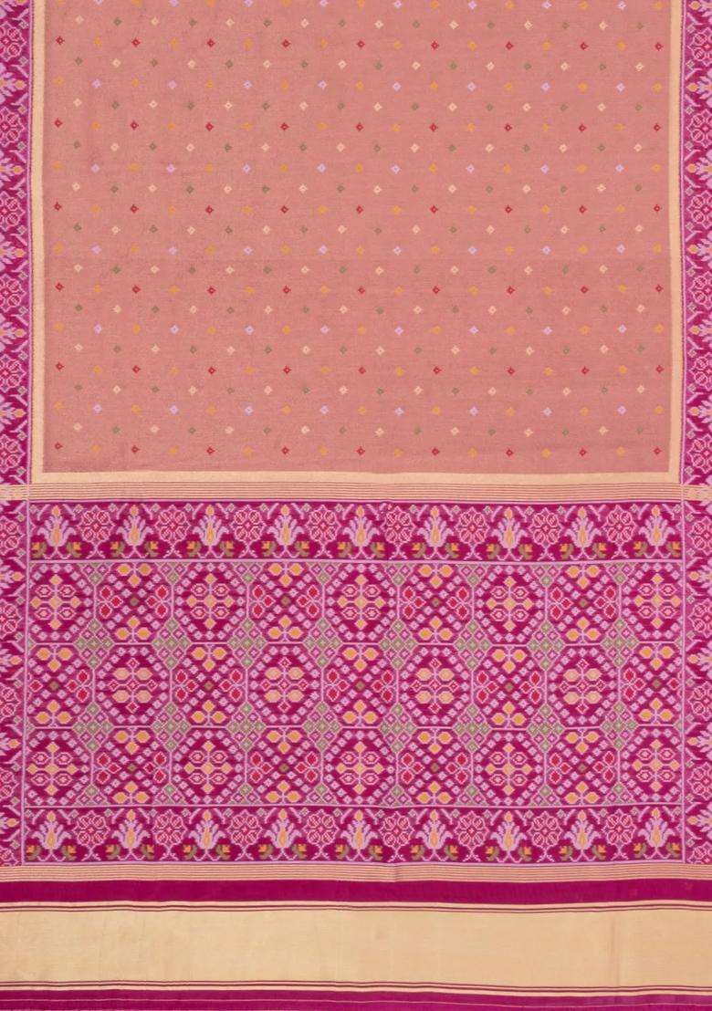 Magenta Woven Art Dupion Art Silk Saree With Tie Dye Motifs With Buttas And Brocade Design For Women - Indya