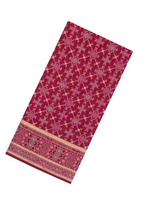 Magenta Woven Art Dupion Art Silk Saree With Tie Dye Motifs With Buttas And Brocade Design For Women