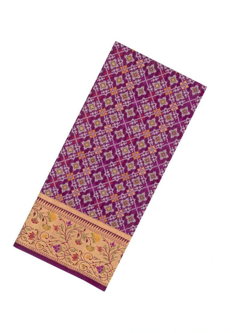 Magenta Woven Art Dupion Art Silk Saree With Tie Dye Motifs Meena Border With Buttas And Brocade Design For Women - Indya