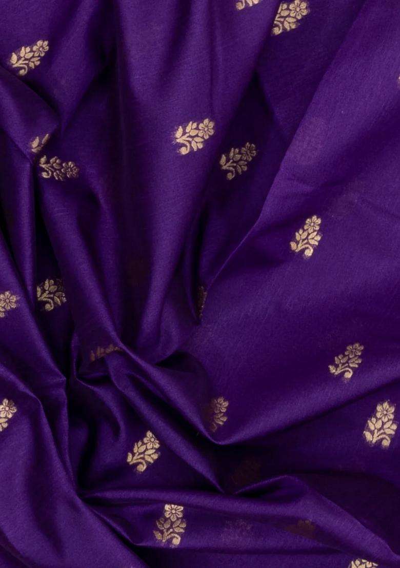 Purple Woven Art Dupion Art Silk Saree With Buttas Tie And Dye Border With Printed Design For Women - Indya