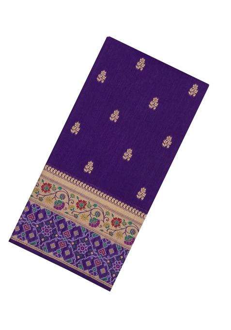 Purple Woven Art Dupion Art Silk Saree With Buttas Tie And Dye Border With Printed Design For Women