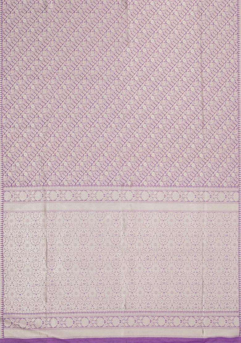Lavander Lavender Woven Art Dupion Art Silk Saree With Floral Zari Motifs With Buttas And Brocade Design For Women - Indya