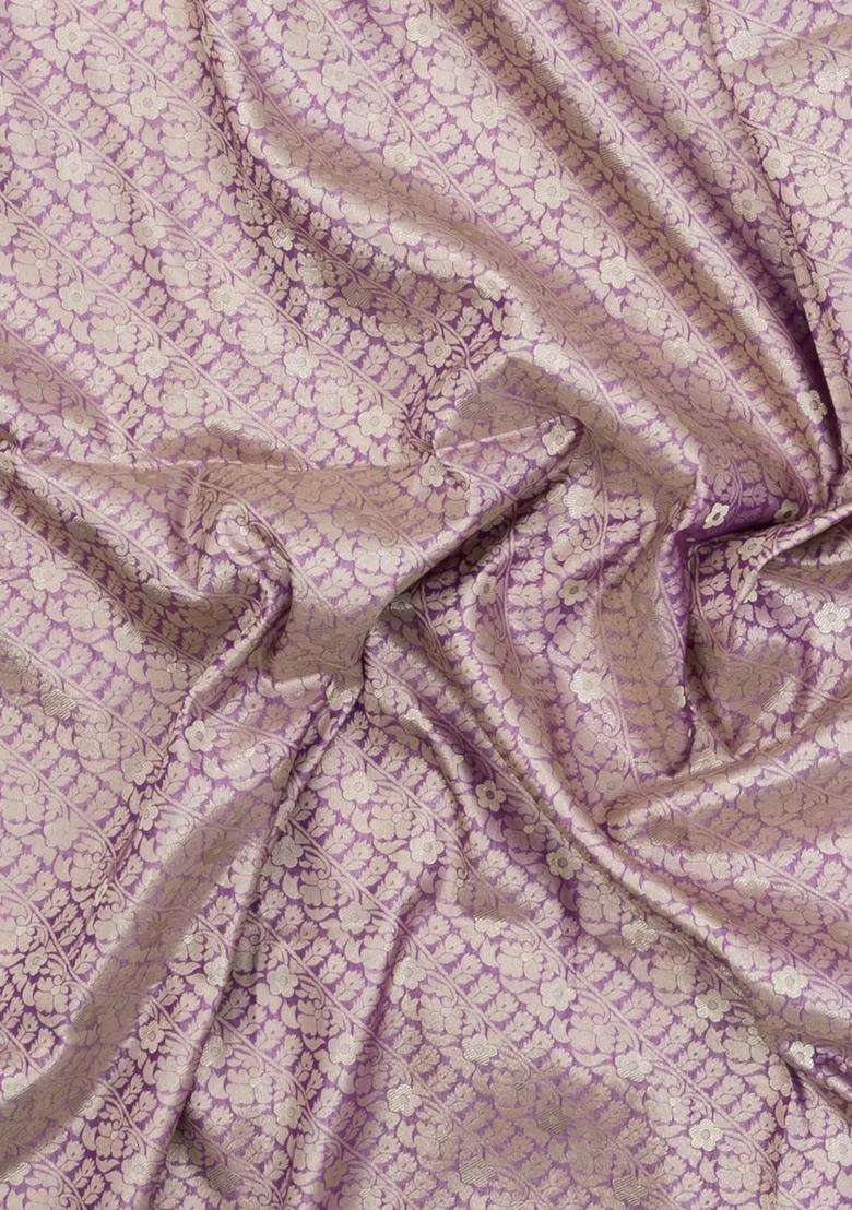 Lavander Lavender Woven Art Dupion Art Silk Saree With Floral Zari Motifs With Buttas And Brocade Design For Women - Indya