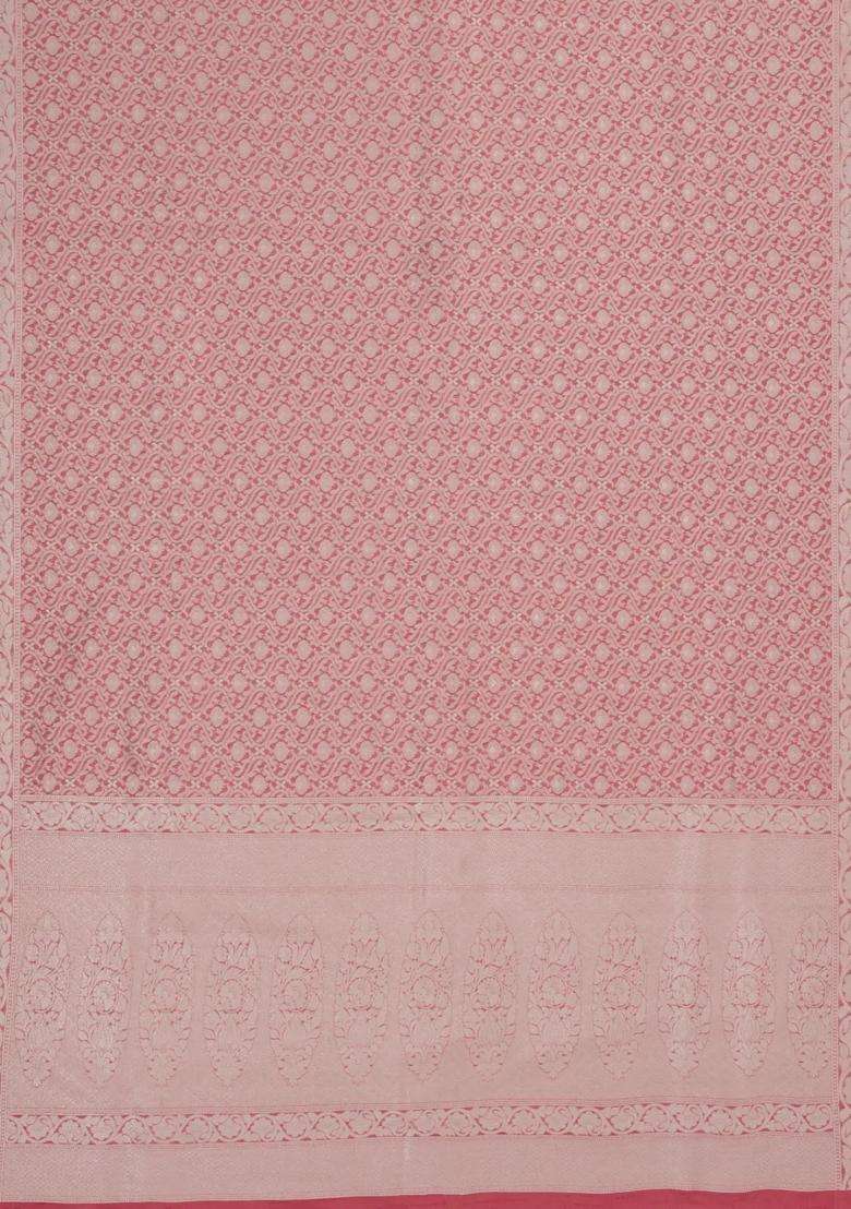 Peach Woven Art Dupion Art Silk Saree With Floral Zari Motifs With Buttas And Brocade Design For Women - Indya
