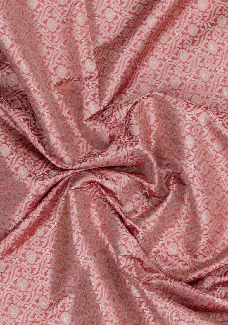 Peach Woven Art Dupion Art Silk Saree With Floral Zari Motifs With Buttas And Brocade Design For Women - Indya