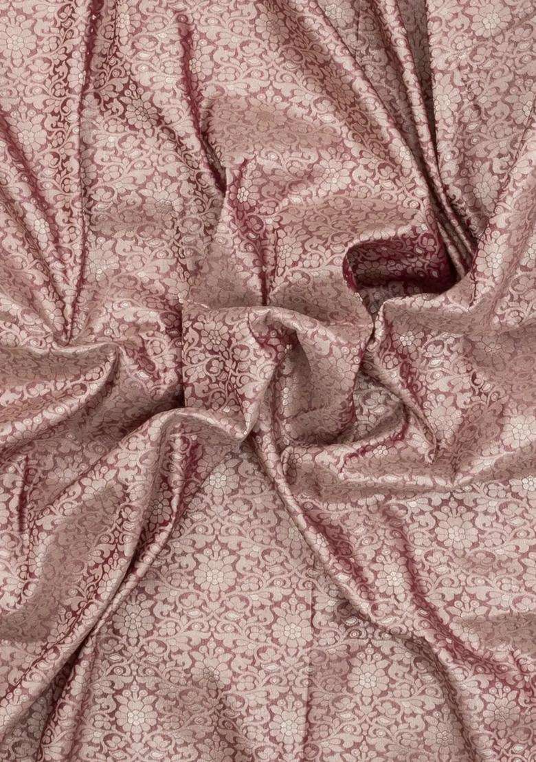 Dusty Pink Woven Art Dupion Art Silk Saree With Floral Zari Motifs With Buttas And Brocade Design For Women - Indya
