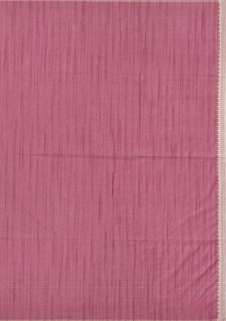 Dusty Pink Woven Art Dupion Art Silk Saree With Floral Zari Motifs With Buttas And Brocade Design For Women - Indya