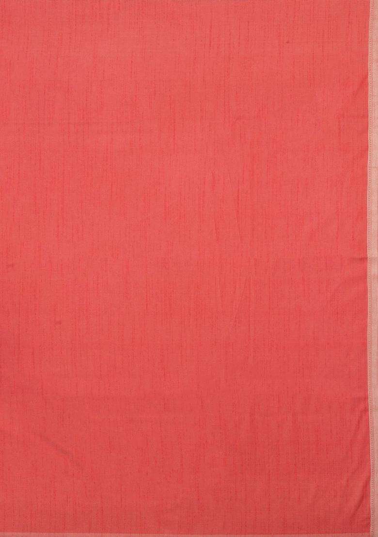 Peach Woven Art Dupion Art Silk Saree With Floral Zari Motifs With Buttas And Brocade Design For Women - Indya