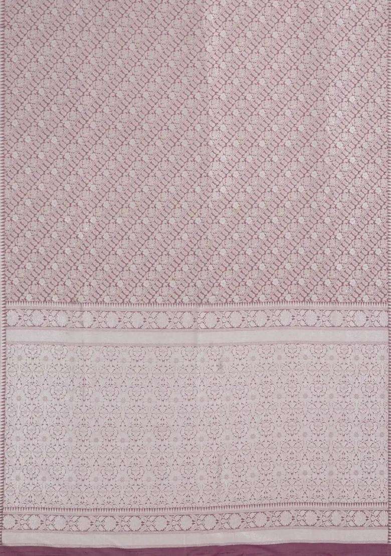 Lilac Woven Art Dupion Art Silk Saree With Floral Zari Motifs With Buttas And Brocade Design For Women - Indya