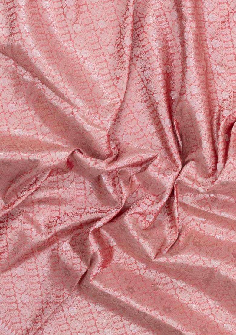 Peach Woven Art Dupion Art Silk Saree With Floral Zari Motifs With Buttas And Brocade Design For Women - Indya