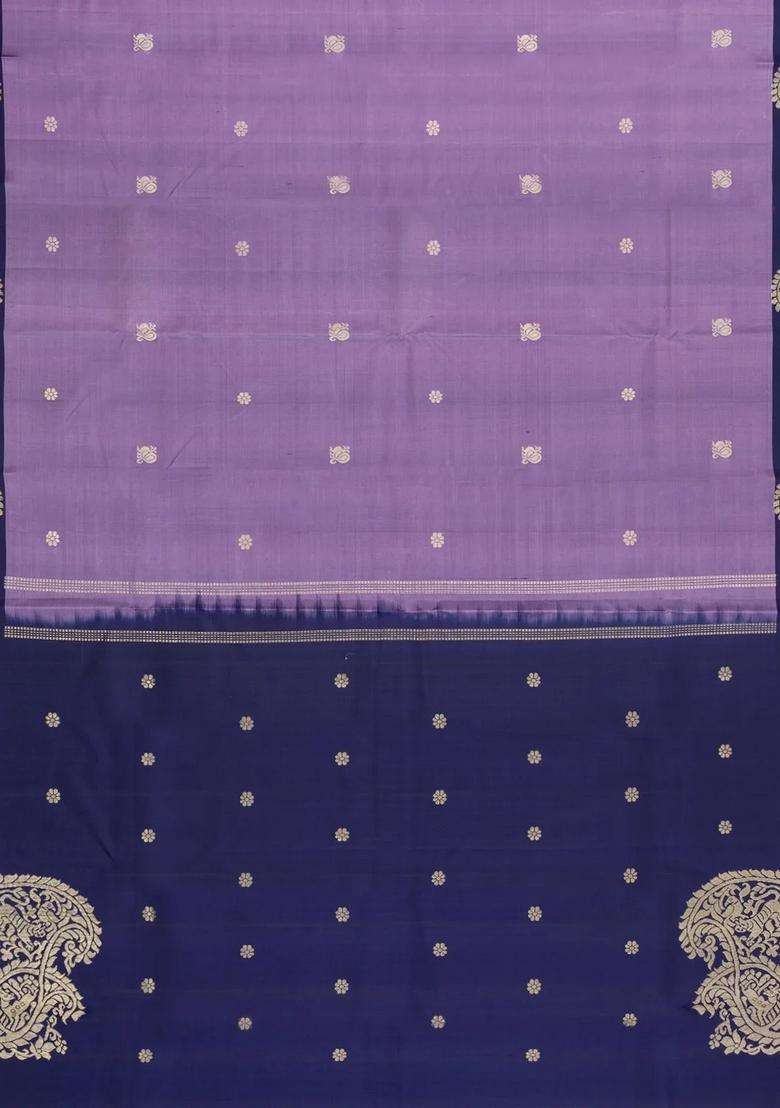 Lilac Handloom Kanchipuram Silk Saree With Annam Buttas With Buttas And Brocade Design For Women - Indya