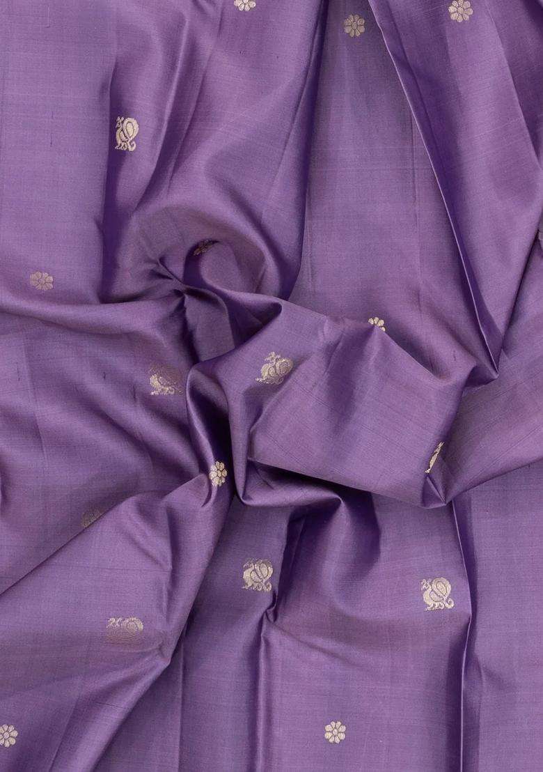 Lilac Handloom Kanchipuram Silk Saree With Annam Buttas With Buttas And Brocade Design For Women - Indya