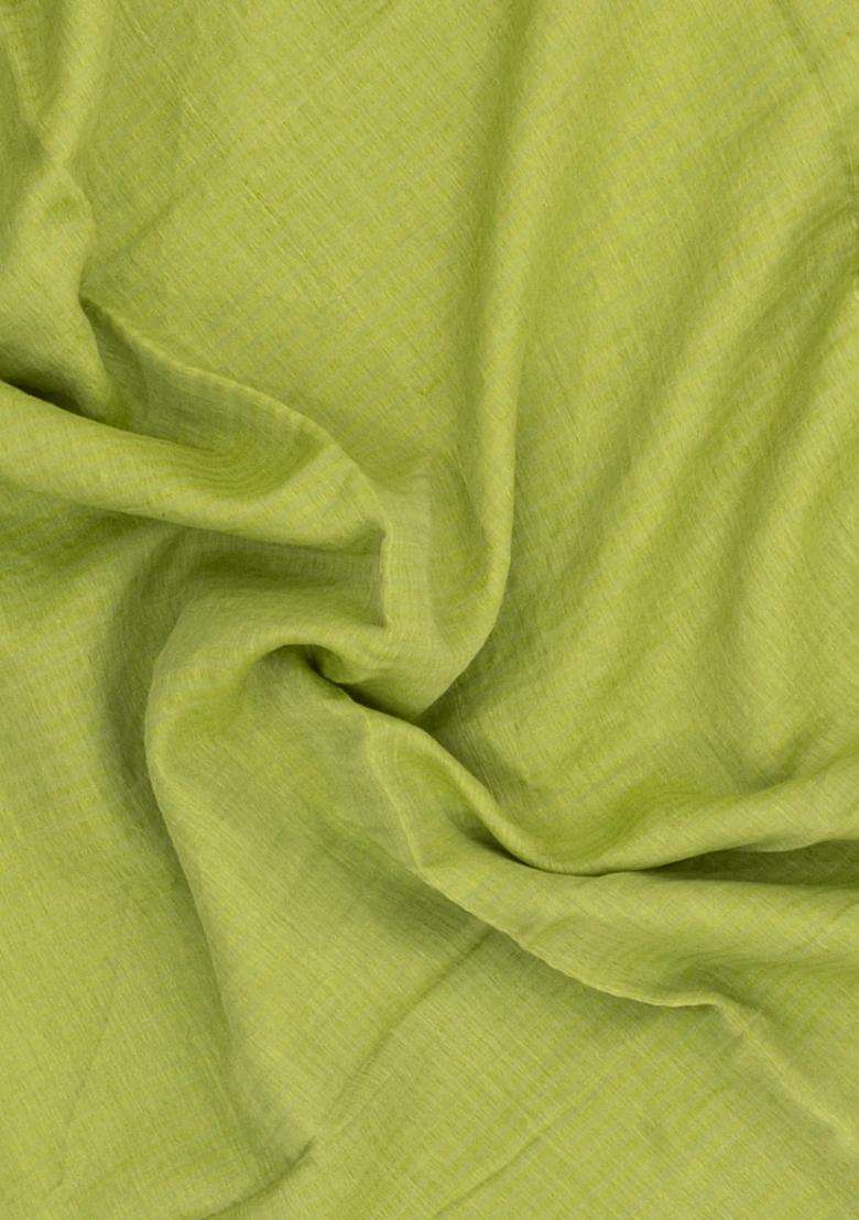 Light Green Handloom Tussar Silk Saree With Floral Border With Traditional Woven Design For Women - Indya